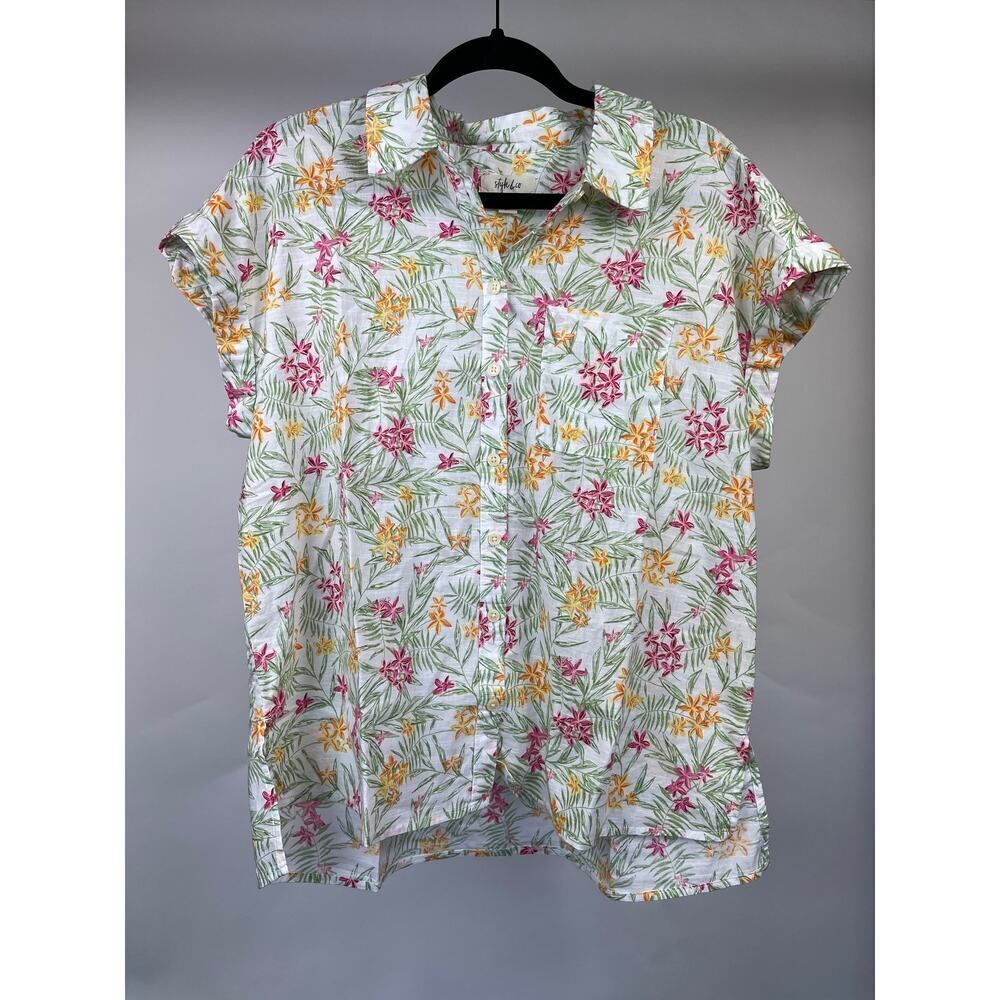 Style & Co Floral Button Up Shirt 1X - Picture 2 of 5